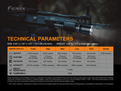 Fenix TK16 V2 Tactical Flashlight With Strobe Ready - 3,100 Lumens
