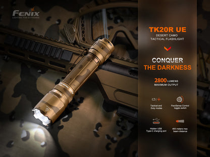 Fenix TK20R UE Tactical Flashlight - 465 Meters Throw - 2,800 Lumens