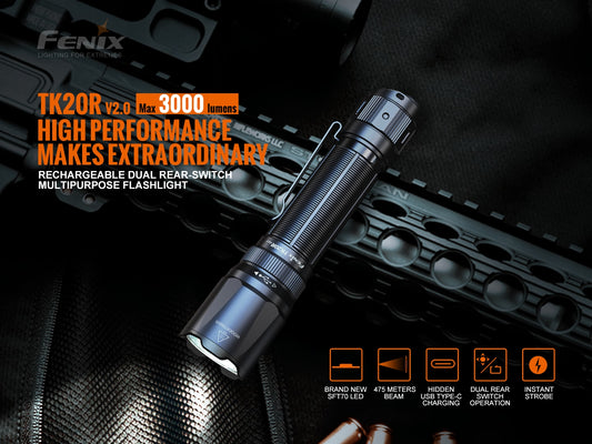Fenix TK20R V2 Tactical Flashlight 475 Meters Throw - 3,000 Lumens