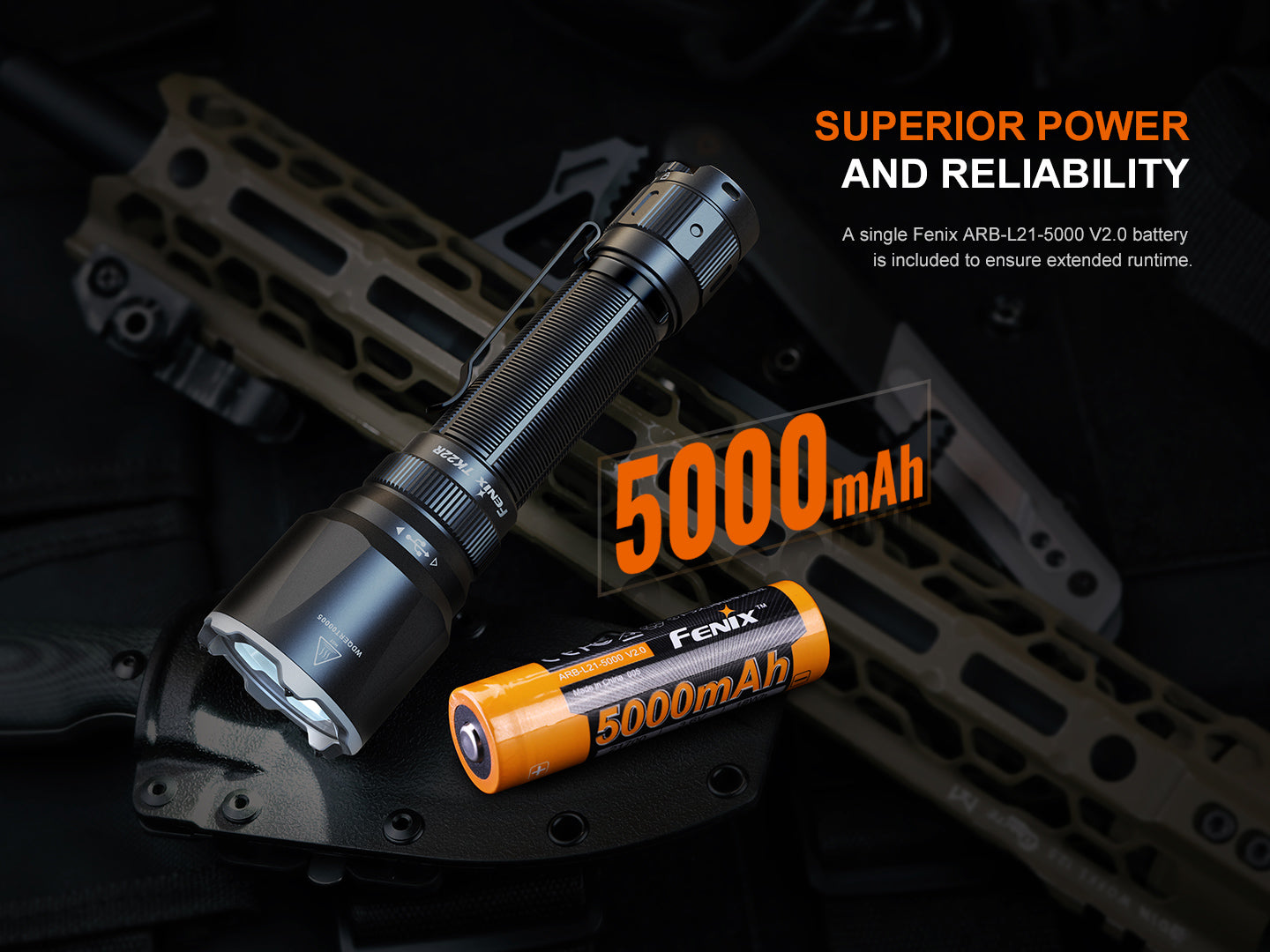 Fenix TK22R Tactical & Duty Flashlight 480 Meters Throw - 3,200 Lumens