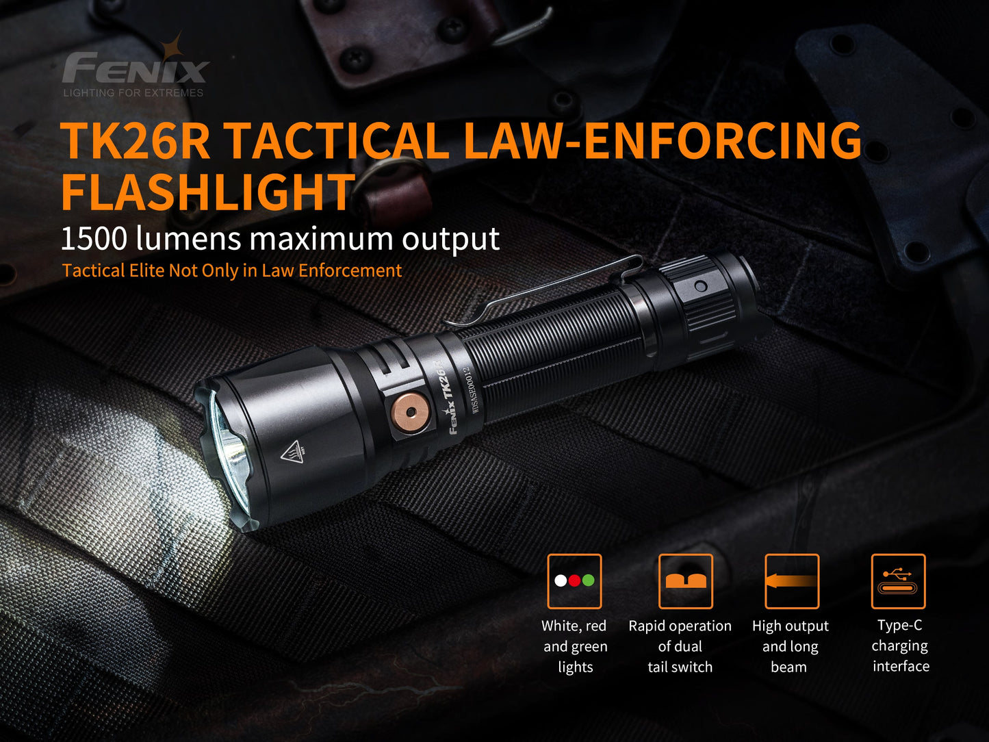 Fenix TK26R Triple Colored Flashlight - 1,500 Lumens