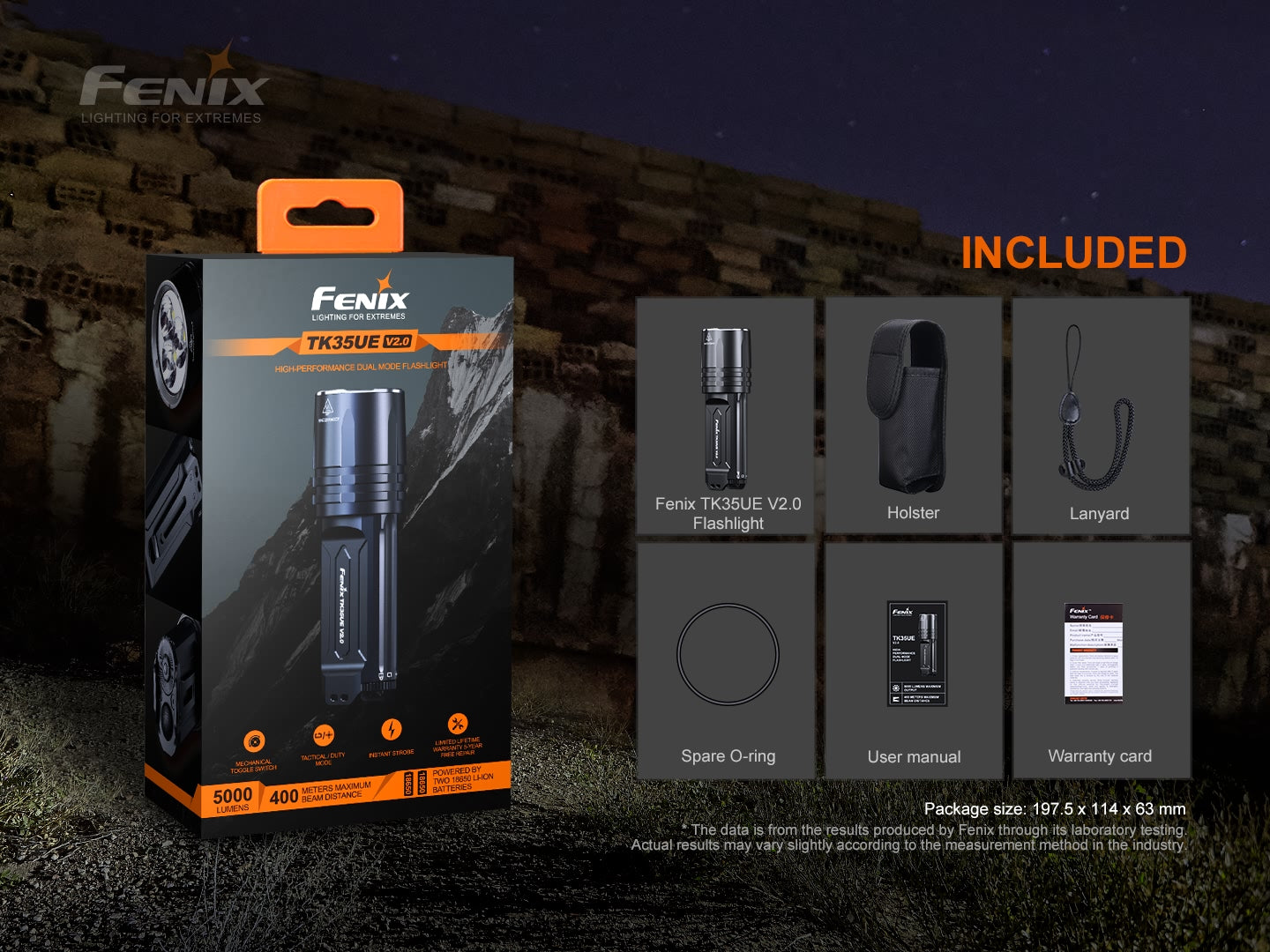 Fenix TK35UE V2.0 High Performance Flashlight 320 Meters Throw - 5,000 Lumens