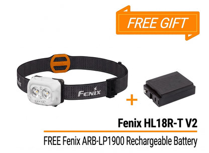 Bundle Deal - Fenix HL18R-T V2 Headlamp with Red Light & Whistle + ARB-LP1900 Rechargeable Battery
