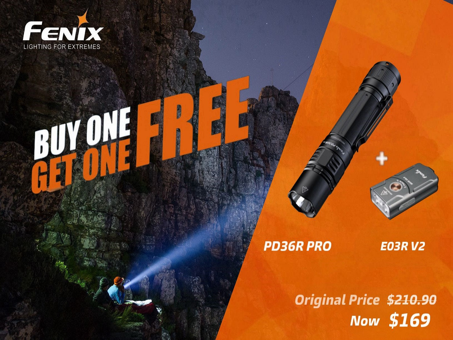 Fenix PD36R Pro 2800 Lumen Flashlight + E03R V2 Keychain Light